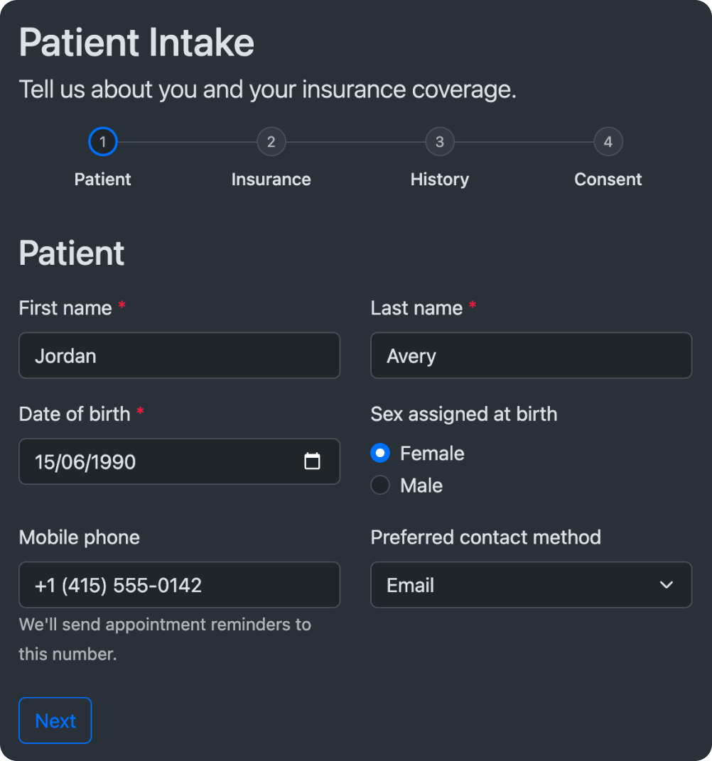 SurveyJS form rendered with Bootstrap dark mode variables