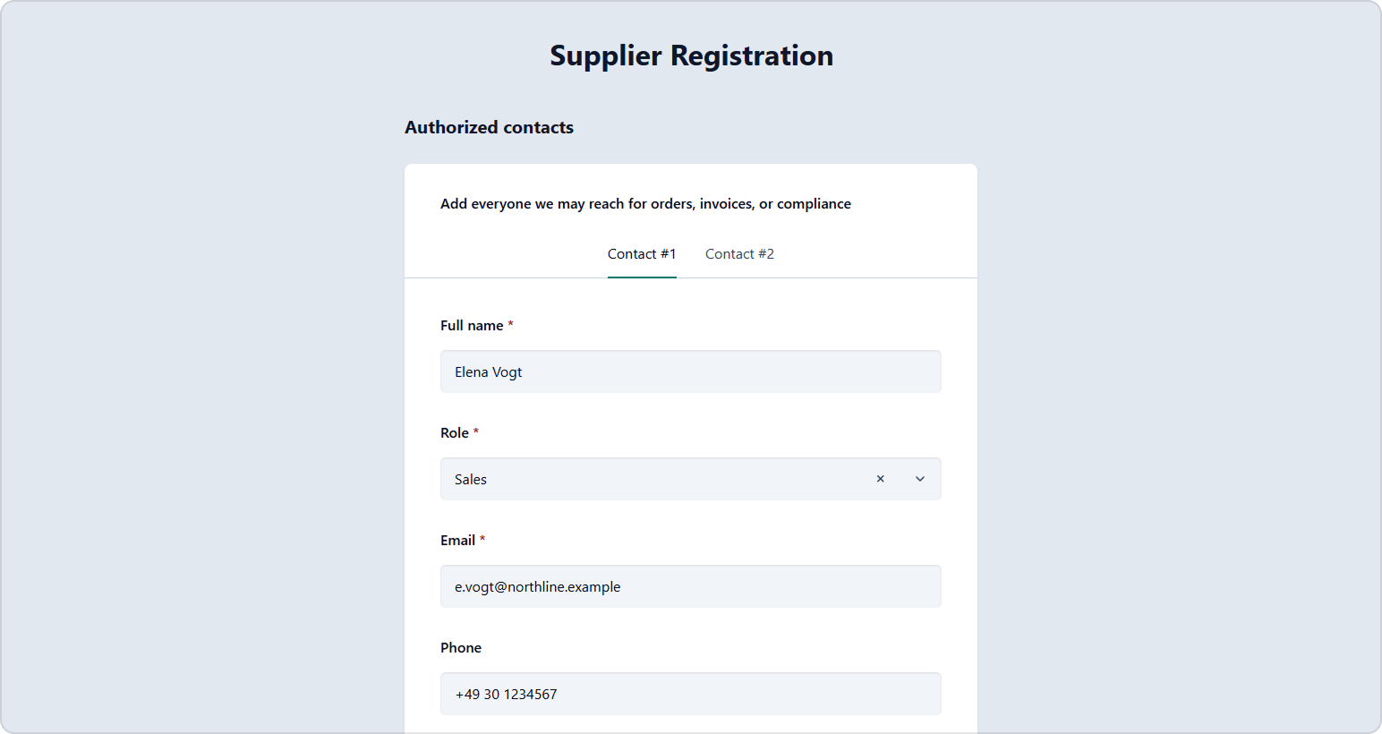 Nested forms in SurveyJS: parent form with repeatable contact subform
