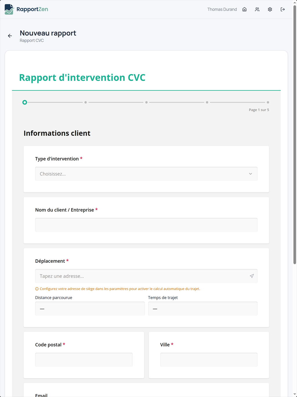 A report being filled with the SurveyJS form on a tablet, on-site