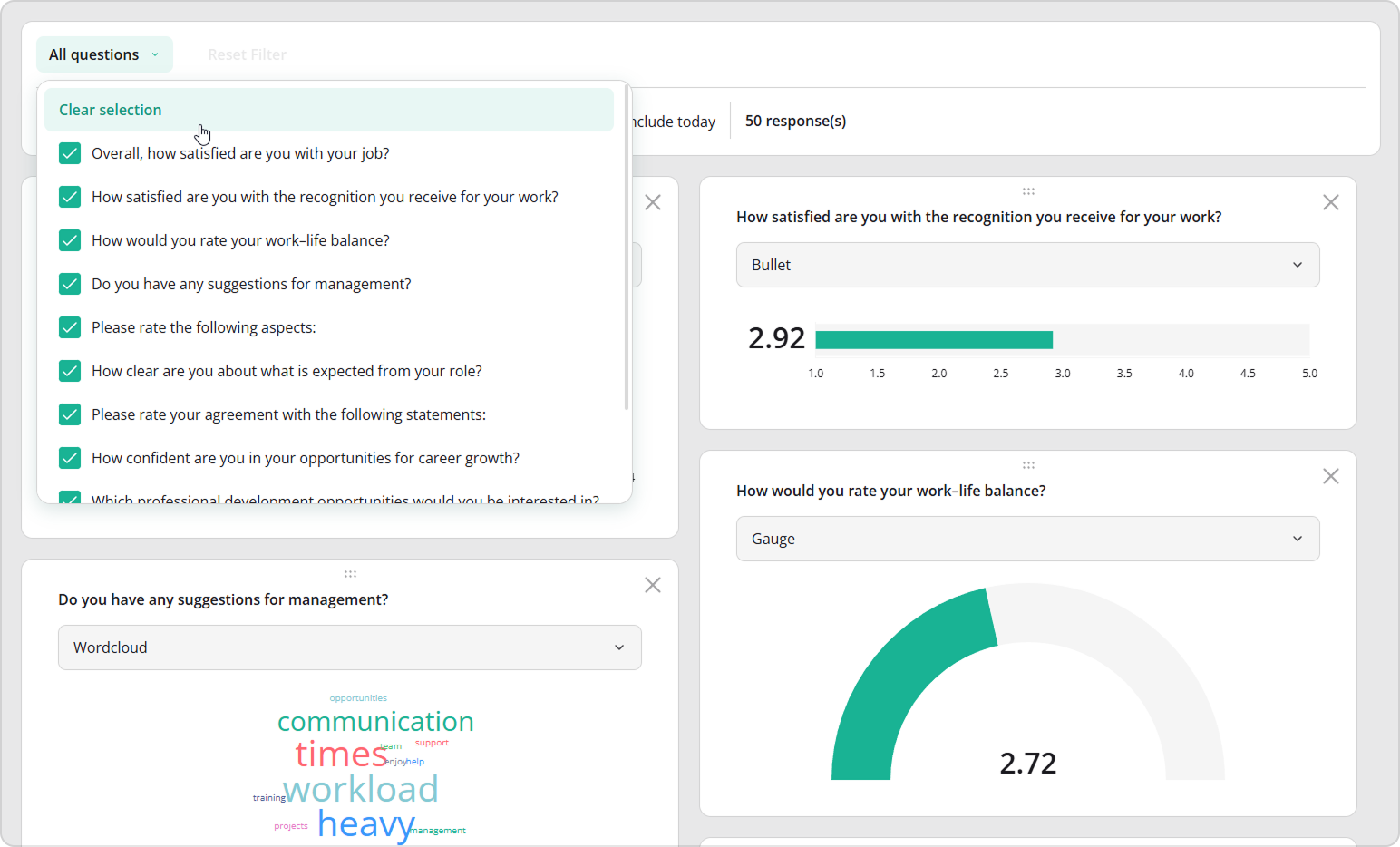 SurveyJS Dashboard v3.0 - Question Selector