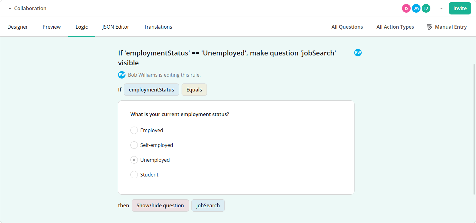 Collaborative Form Editing: Locked logic rule