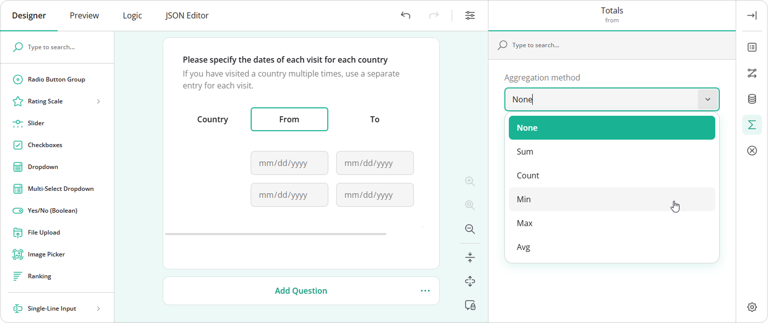 Dynamic Matrix: Data aggregation methods
