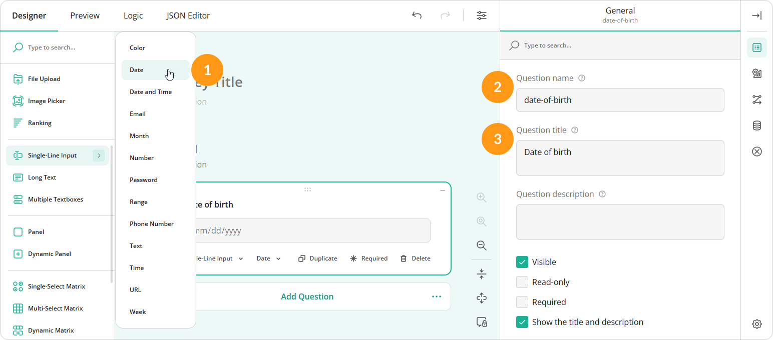 Single-Line Input: Date type