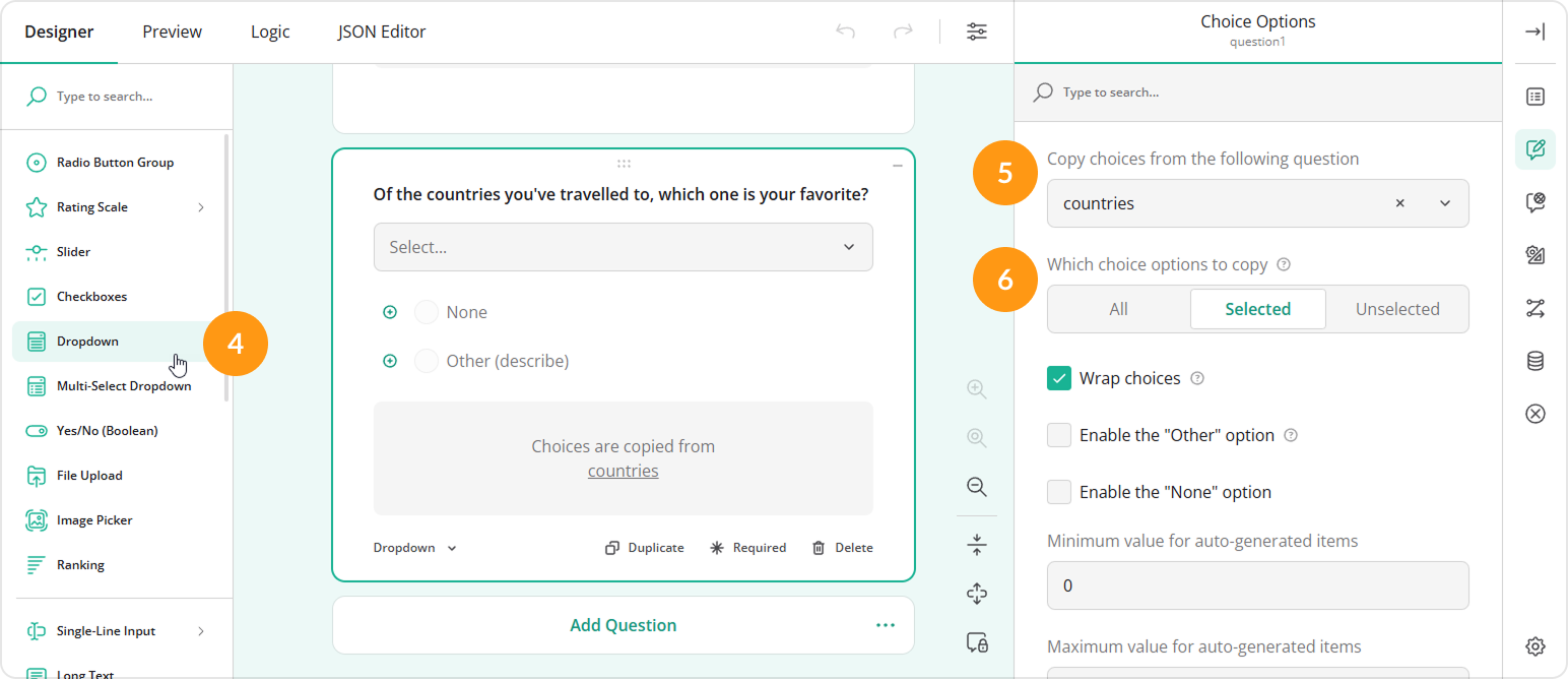 How to carry forward selected responses from a Tag Box to a Dropdown