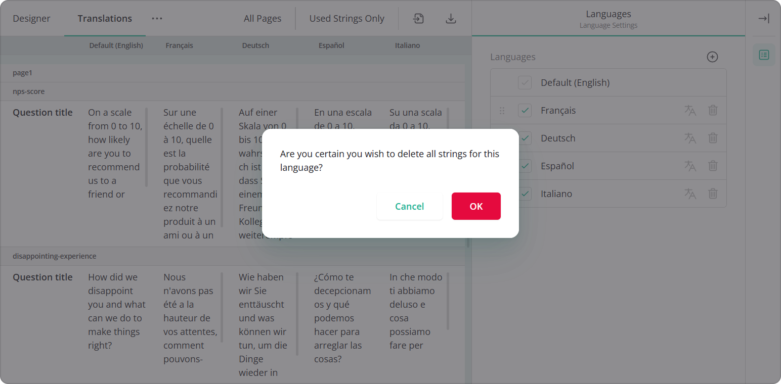 Removing a language