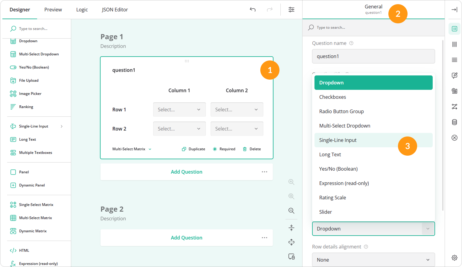 Multi-Select Matrix: how to set a cell type for all matrix cells