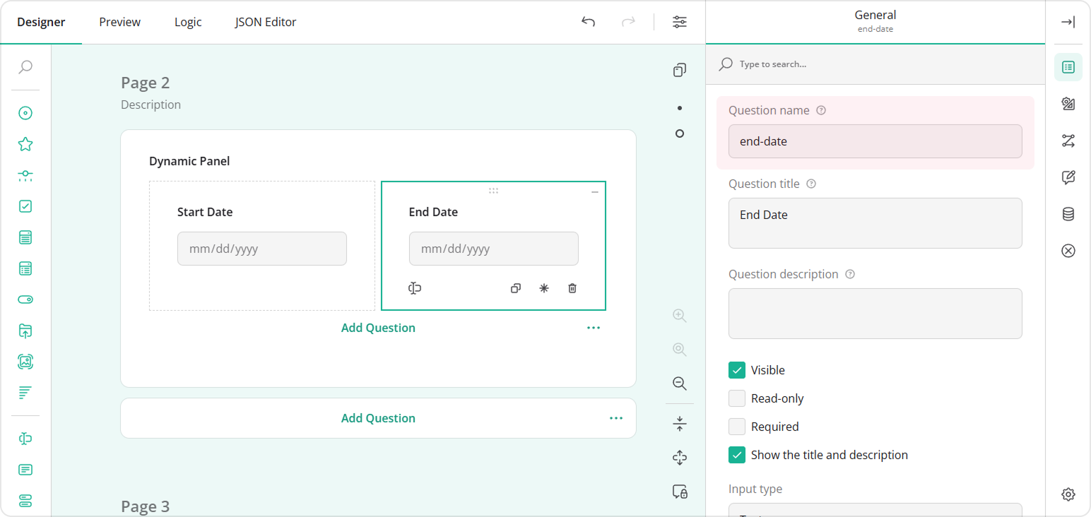 How to specify question name