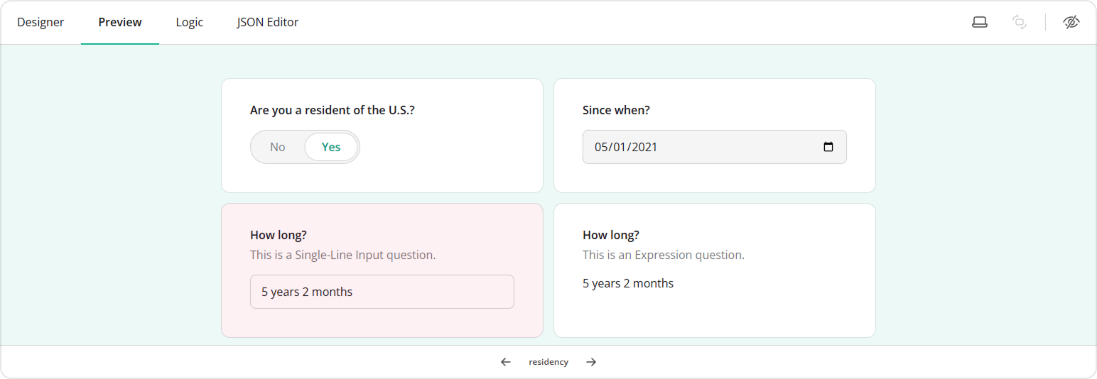 How to set an expression-based value for a Single-Line Input question