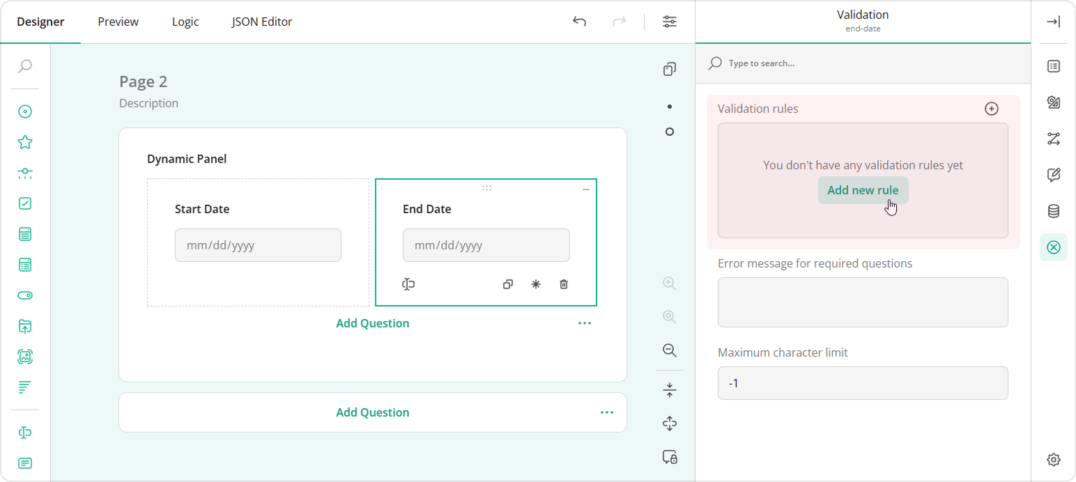 How to add a new data validation rule