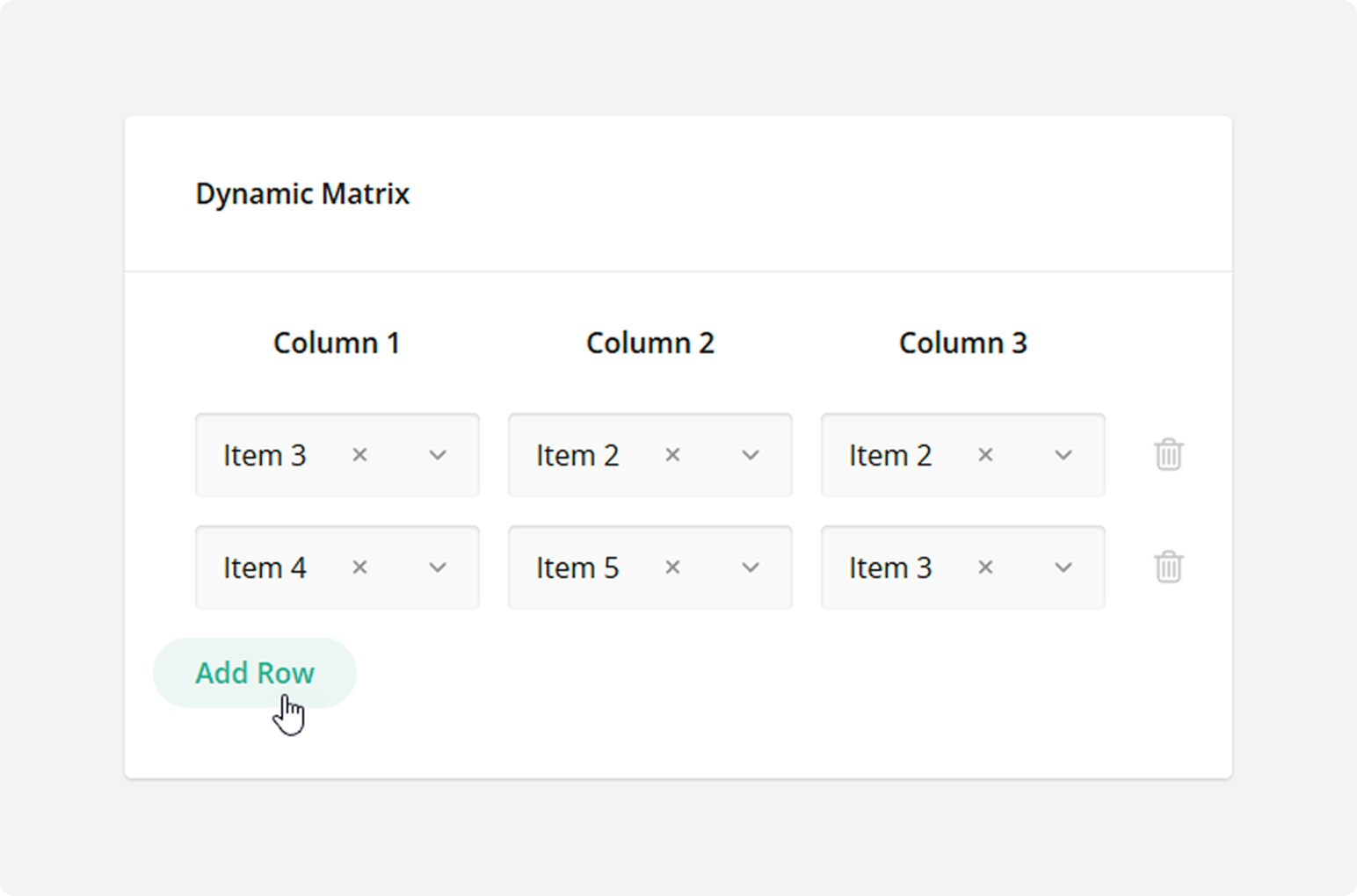 SurveyJS Question types - Dynamic Matrix