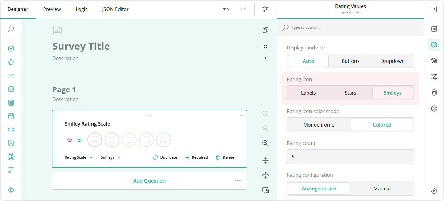 Survey Creator - Change rating icon in Property Grid