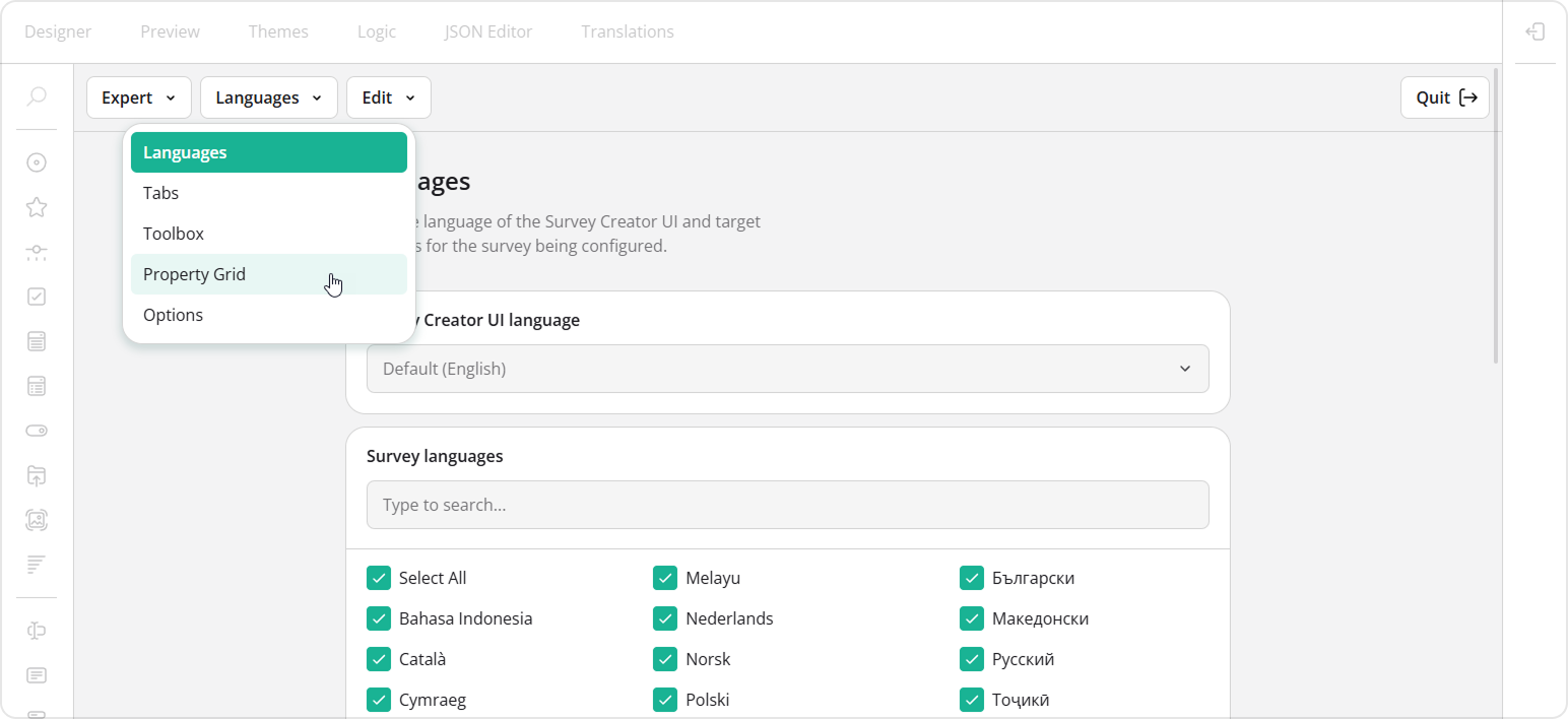 UI Preset Editor - Setting Categories